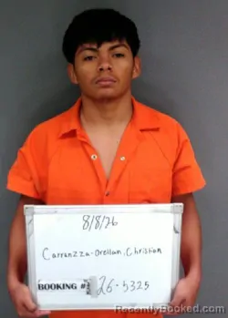 Mugshot of Cristian Carranza-Orellan booked in Sebastian County, Arkansas on August 8, 2026