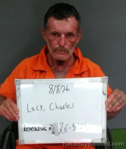 Mugshot of Charles David Lacy booked in Sebastian County, Arkansas on August 8, 2026