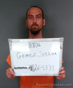 Mugshot of Joshua Ray Gomez booked in Sebastian County, Arkansas on August 8, 2026