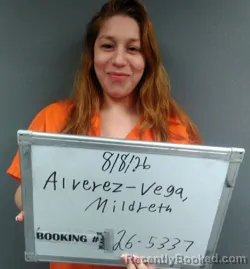 Mugshot of Mildreth Alvarez-Vega booked in Sebastian County, Arkansas on August 8, 2026