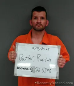 Mugshot of Randall Ray Butler booked in Sebastian County, Arkansas on August 8, 2026