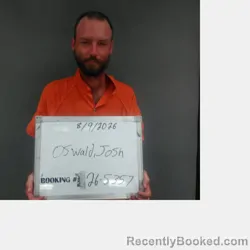 Mugshot of Josh Oswald booked in Sebastian County, Arkansas on August 9, 2026