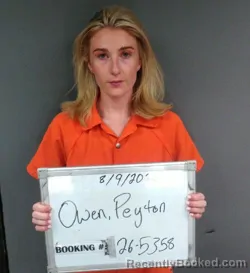 Mugshot of Peyton Owen booked in Sebastian County, Arkansas on August 9, 2026