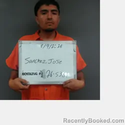 Mugshot of Jose Luis Sanchez booked in Sebastian County, Arkansas on August 9, 2026