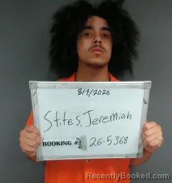 Mugshot of Jeremiah Dashawn Stites booked in Sebastian County, Arkansas on August 9, 2026