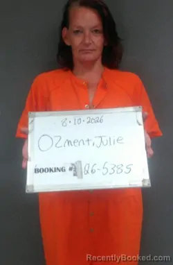 Mugshot of Julie Ann Ozment booked in Sebastian County, Arkansas on August 10, 2026