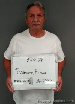 Mugshot of Bruce Wayne Parchcorn booked in Sebastian County, Arkansas on August 10, 2026