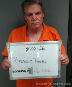 Mugshot of Timothy Lee Branscum booked in Sebastian County, Arkansas on August 10, 2026