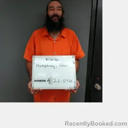 Mugshot of Sean Thomas Humphrey booked in Sebastian County, Arkansas on August 12, 2026