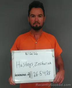 Mugshot of Zechariah H Hastings booked in Sebastian County, Arkansas on August 12, 2026