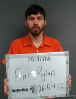 Mugshot of Rylan Clayton Finch booked in Sebastian County, Arkansas on August 12, 2026