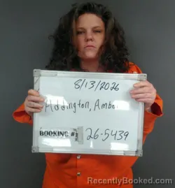Mugshot of Amber Jewelle Addington booked in Sebastian County, Arkansas on August 13, 2026