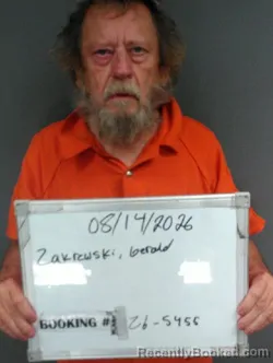 Mugshot of Gerald Stephen Zakrewski booked in Sebastian County, Arkansas on August 13, 2026