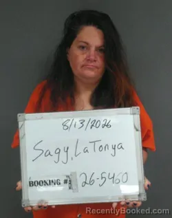 Mugshot of Latonya Kay Sagy booked in Sebastian County, Arkansas on August 13, 2026