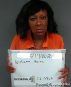 Mugshot of Adina Katrice Williams booked in Sebastian County, Arkansas on August 13, 2026