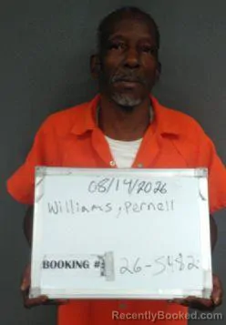 Mugshot of Pernell Williams booked in Sebastian County, Arkansas on August 14, 2026