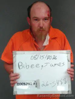Mugshot of James Franklin Bibee booked in Sebastian County, Arkansas on August 15, 2026