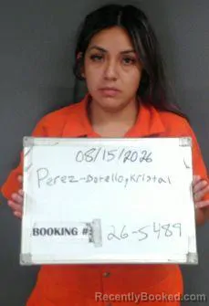 Mugshot of Kristal Perez-Botello booked in Sebastian County, Arkansas on August 15, 2026