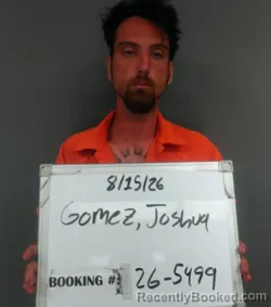 Mugshot of Joshua Ray Gomez booked in Sebastian County, Arkansas on August 15, 2026
