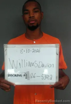 Mugshot of Davion Lamont Williams booked in Sebastian County, Arkansas on August 16, 2026