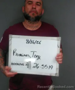 Mugshot of Tory Michael Romines booked in Sebastian County, Arkansas on August 16, 2026