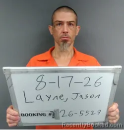 Mugshot of Jason Ray Layne booked in Sebastian County, Arkansas on August 17, 2026