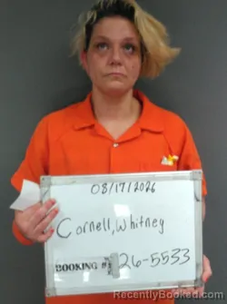 Mugshot of Whitney Christine Cornell booked in Sebastian County, Arkansas on August 17, 2026
