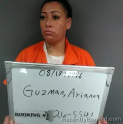 Mugshot of Arianna Victoria Guzman booked in Sebastian County, Arkansas on August 18, 2026