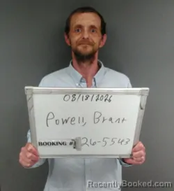 Mugshot of Brant Davis Shawn Powell booked in Sebastian County, Arkansas on August 18, 2026