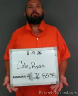 Mugshot of Ryan Lloyd Cole booked in Sebastian County, Arkansas on August 19, 2026