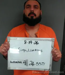 Mugshot of Lovepreet Singh booked in Sebastian County, Arkansas on August 19, 2026