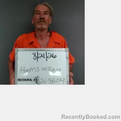 Mugshot of William Earl Junior Harris booked in Sebastian County, Arkansas on August 20, 2026
