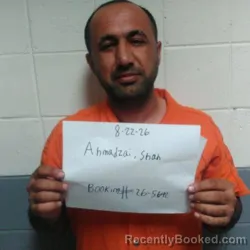 Mugshot of Shah Ahmadzai booked in Sebastian County, Arkansas on August 22, 2026