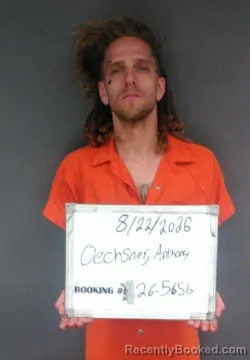 Mugshot of Anthony Oechsner booked in Sebastian County, Arkansas on August 22, 2026