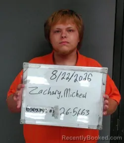 Mugshot of Micheal Allen Zachary booked in Sebastian County, Arkansas on August 22, 2026