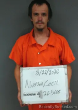 Mugshot of Cecil Wayne Junior Alverson booked in Sebastian County, Arkansas on August 22, 2026