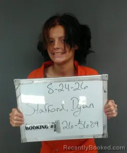 Mugshot of Dylan Rae Stafford booked in Sebastian County, Arkansas on August 23, 2026