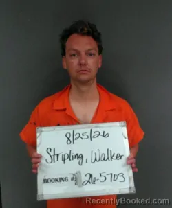 Mugshot of Walker Clarence Stripling booked in Sebastian County, Arkansas on August 24, 2026