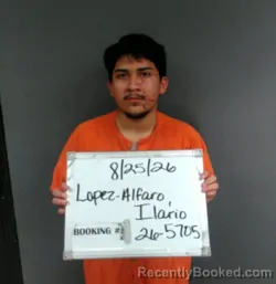 Mugshot of Ilario Lopez-Alfaro booked in Sebastian County, Arkansas on August 25, 2026