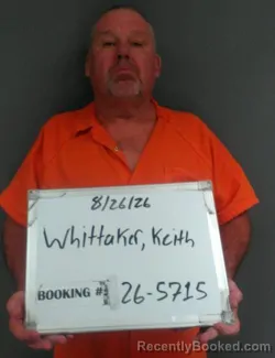 Mugshot of Keith Jarret Whittaker booked in Sebastian County, Arkansas on August 25, 2026