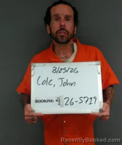 Mugshot of John Wesley Cole booked in Sebastian County, Arkansas on August 25, 2026