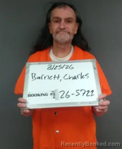 Mugshot of Charles Dillion Barnett booked in Sebastian County, Arkansas on August 25, 2026