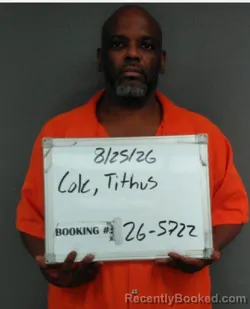 Mugshot of Tithus Jerome Cole booked in Sebastian County, Arkansas on August 25, 2026