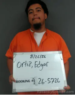 Mugshot of Edgar Jesus Ortiz booked in Sebastian County, Arkansas on August 26, 2026