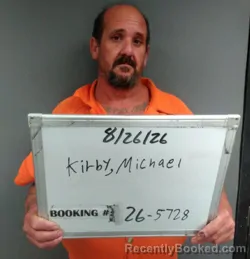 Mugshot of Michael Chad Kirby booked in Sebastian County, Arkansas on August 26, 2026