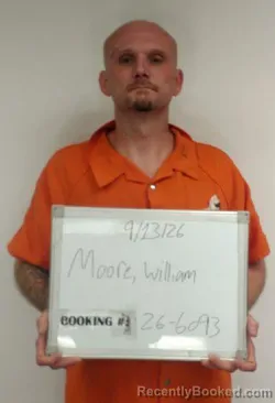 Mugshot of William Christopher Moore booked in Sebastian County, Arkansas on September 13, 2026