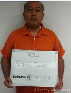 Mugshot of Juan Carlos Montes booked in Sebastian County, Arkansas on September 13, 2026