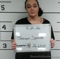 Mugshot of Jessica Leigh Johnson booked in Sebastian County, Arkansas on September 25, 2026