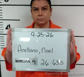 Mugshot of Noel Theresa Arellano booked in Sebastian County, Arkansas on September 25, 2026
