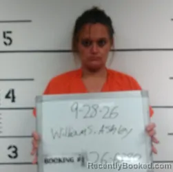 Mugshot of Ashley Nicole Williams booked in Sebastian County, Arkansas on September 28, 2026